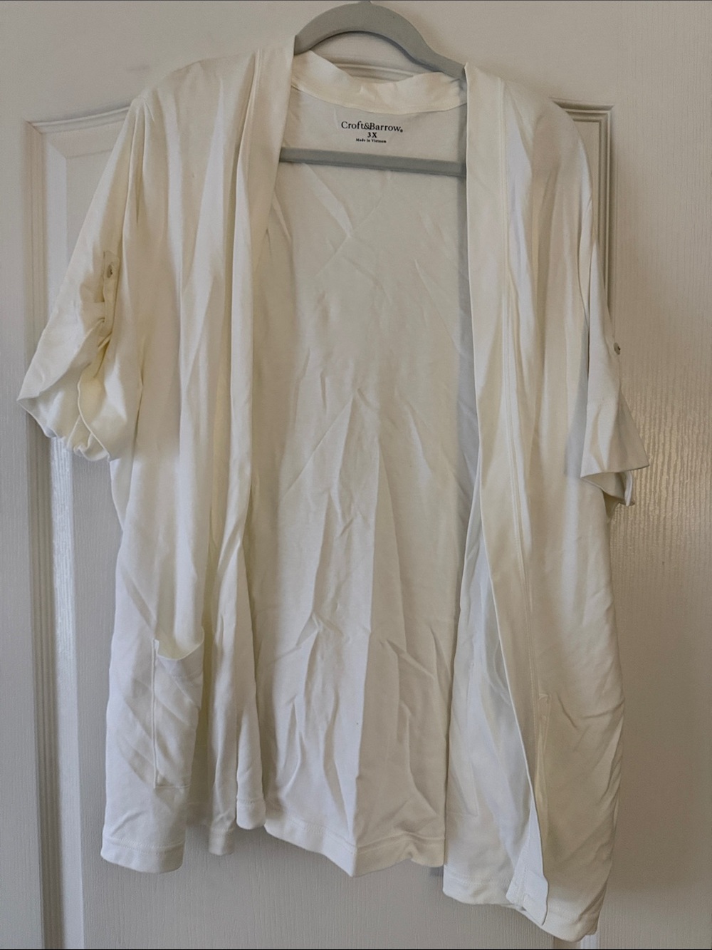 croft & barrow Cream Open-Front Draped Cardigan